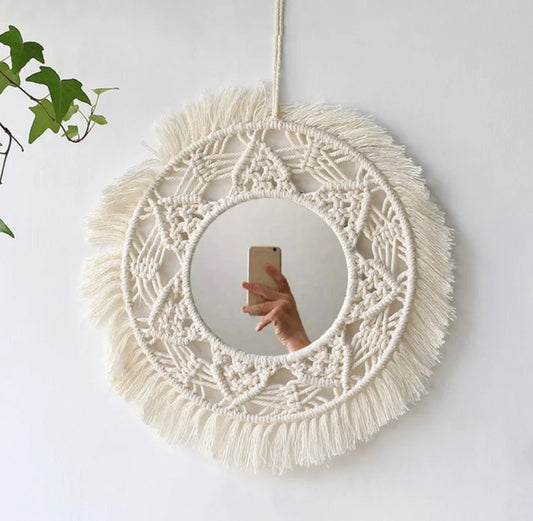 35cm macrame mirror