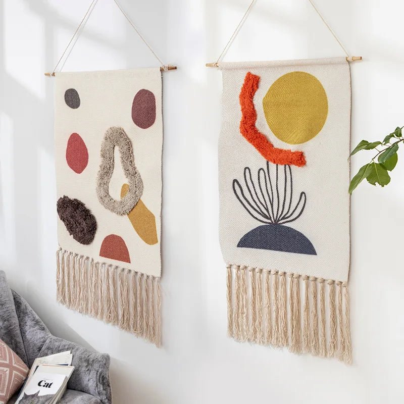 Abstract macrame wall tapestry