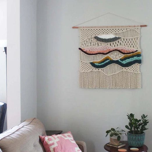 Artistic macrame wall tapestry