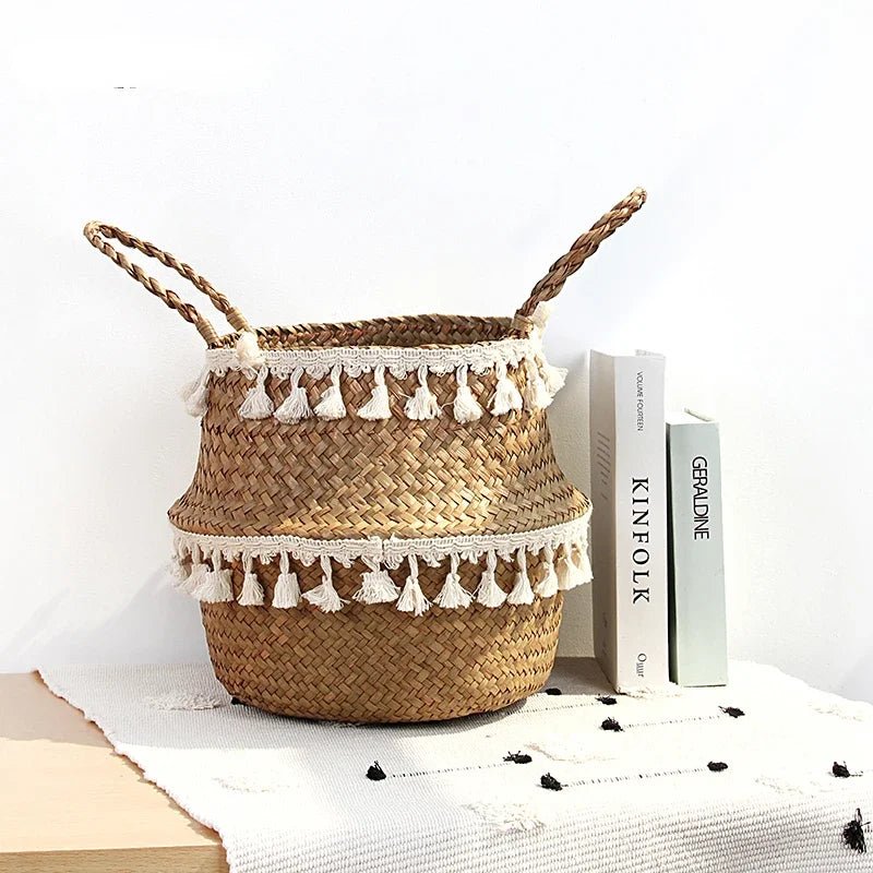 Basket with macrame