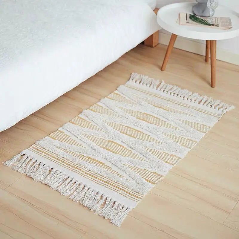 Beige macrame rug