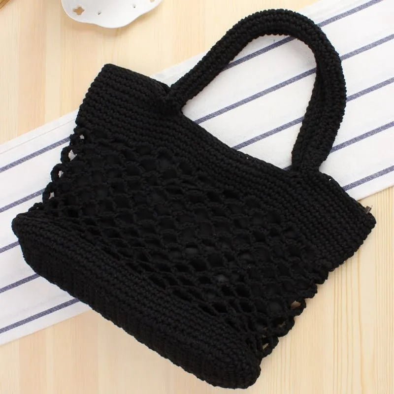 Black macrame bag