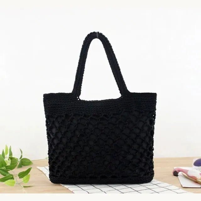 Black macrame bag