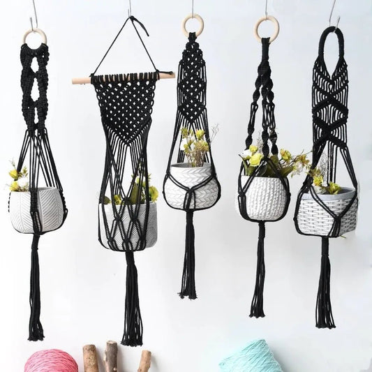 Black macrame plant hanger