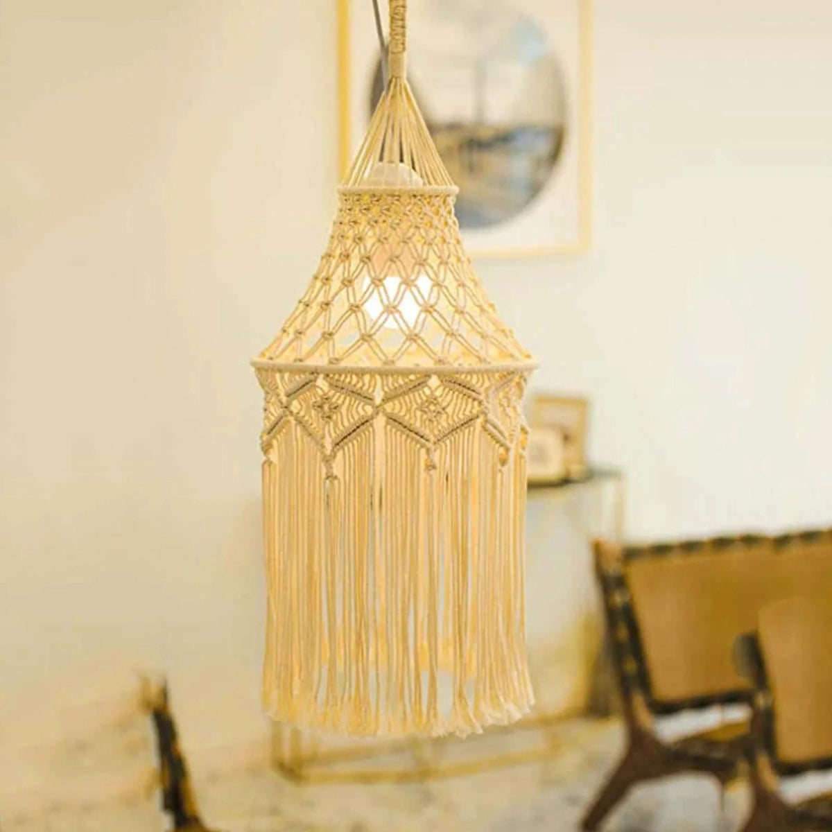 Bohemian macrame light fixture