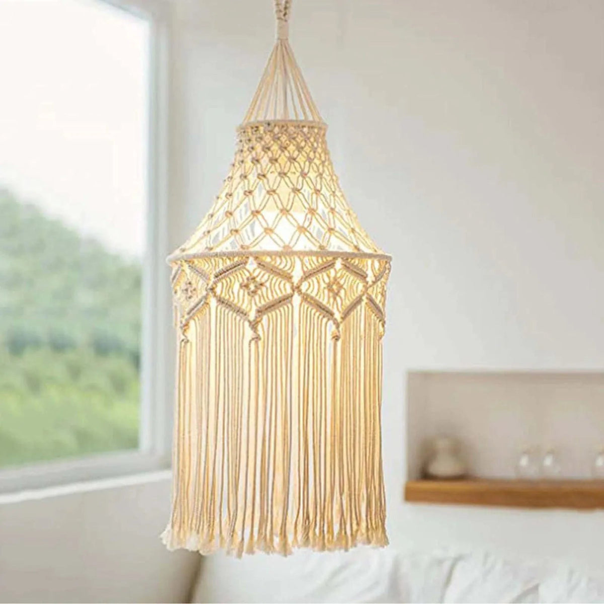 Bohemian macrame light fixture