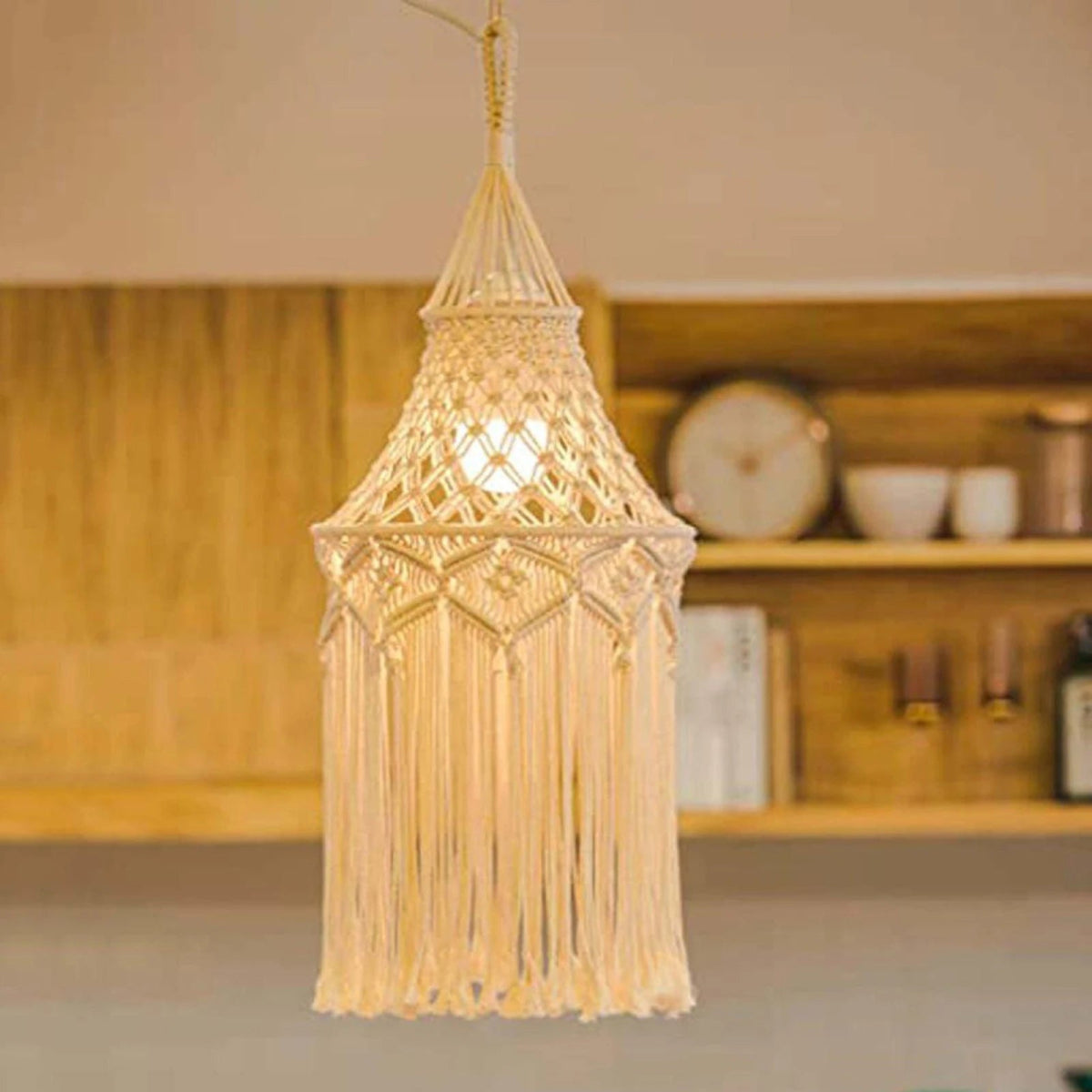 Bohemian macrame light fixture