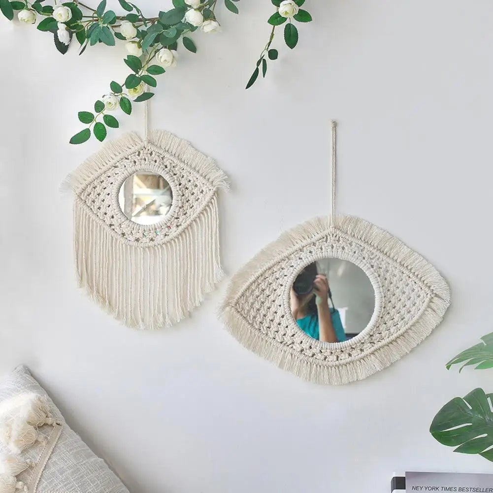 Bohemian macrame wall mirror