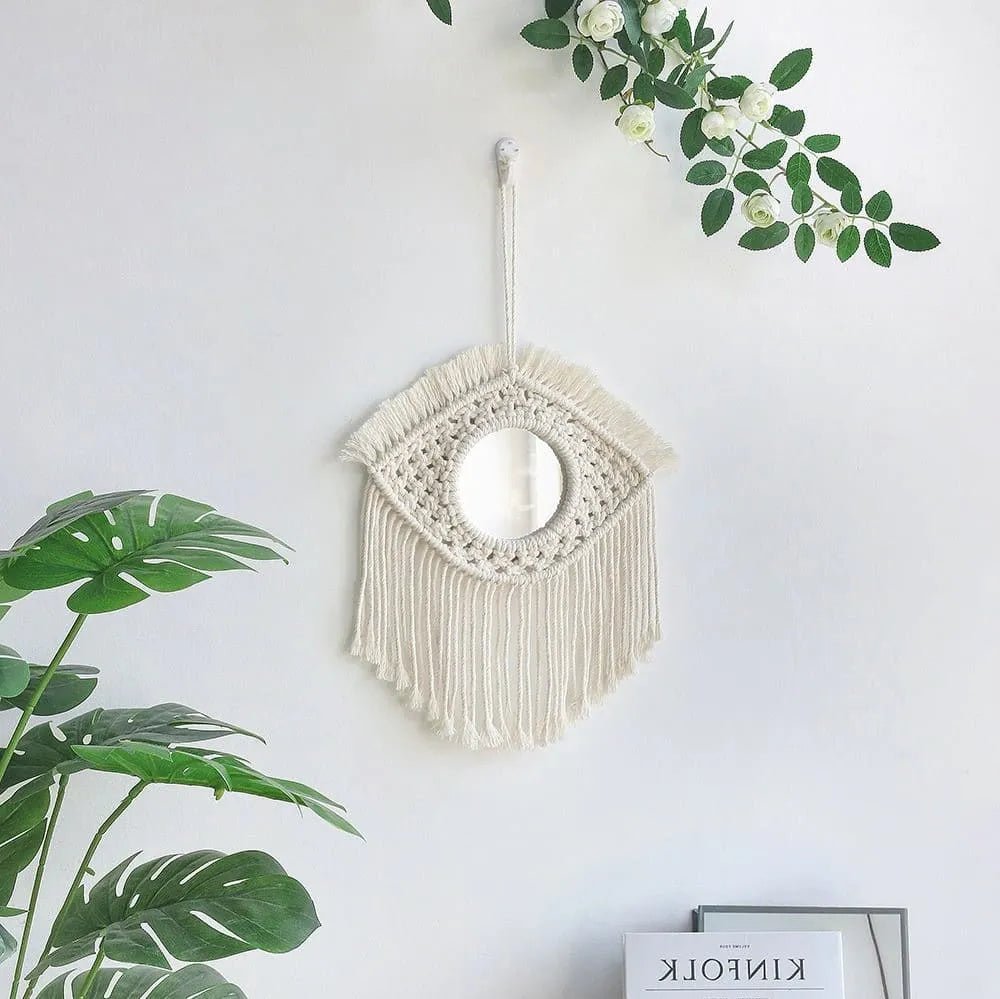 Bohemian macrame wall mirror