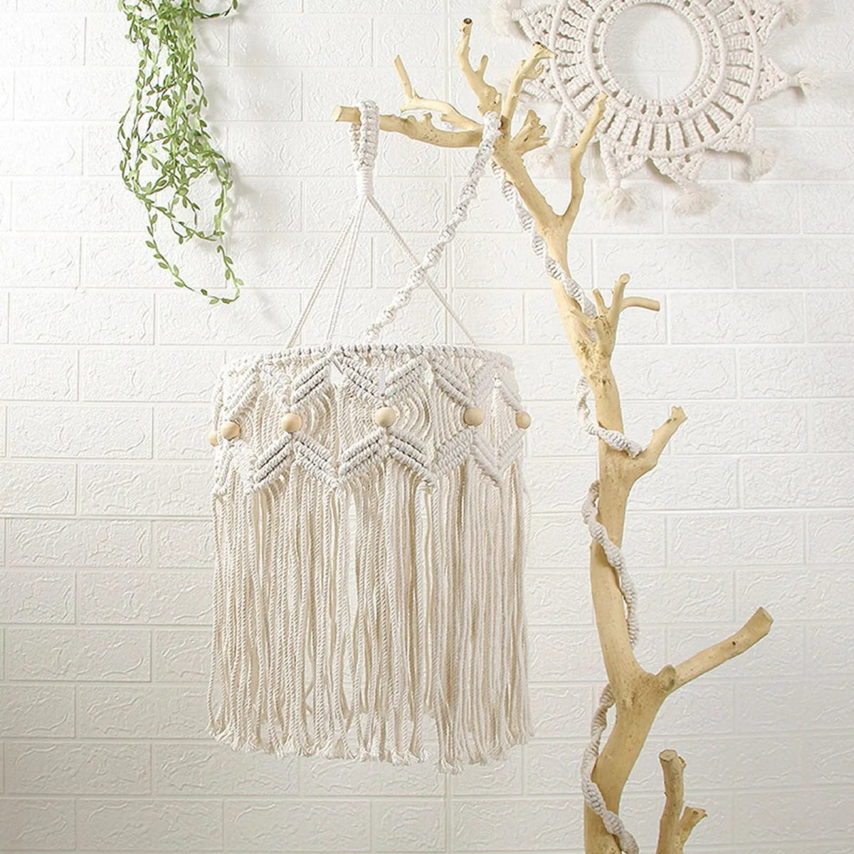 Boho tassel macrame lampshade