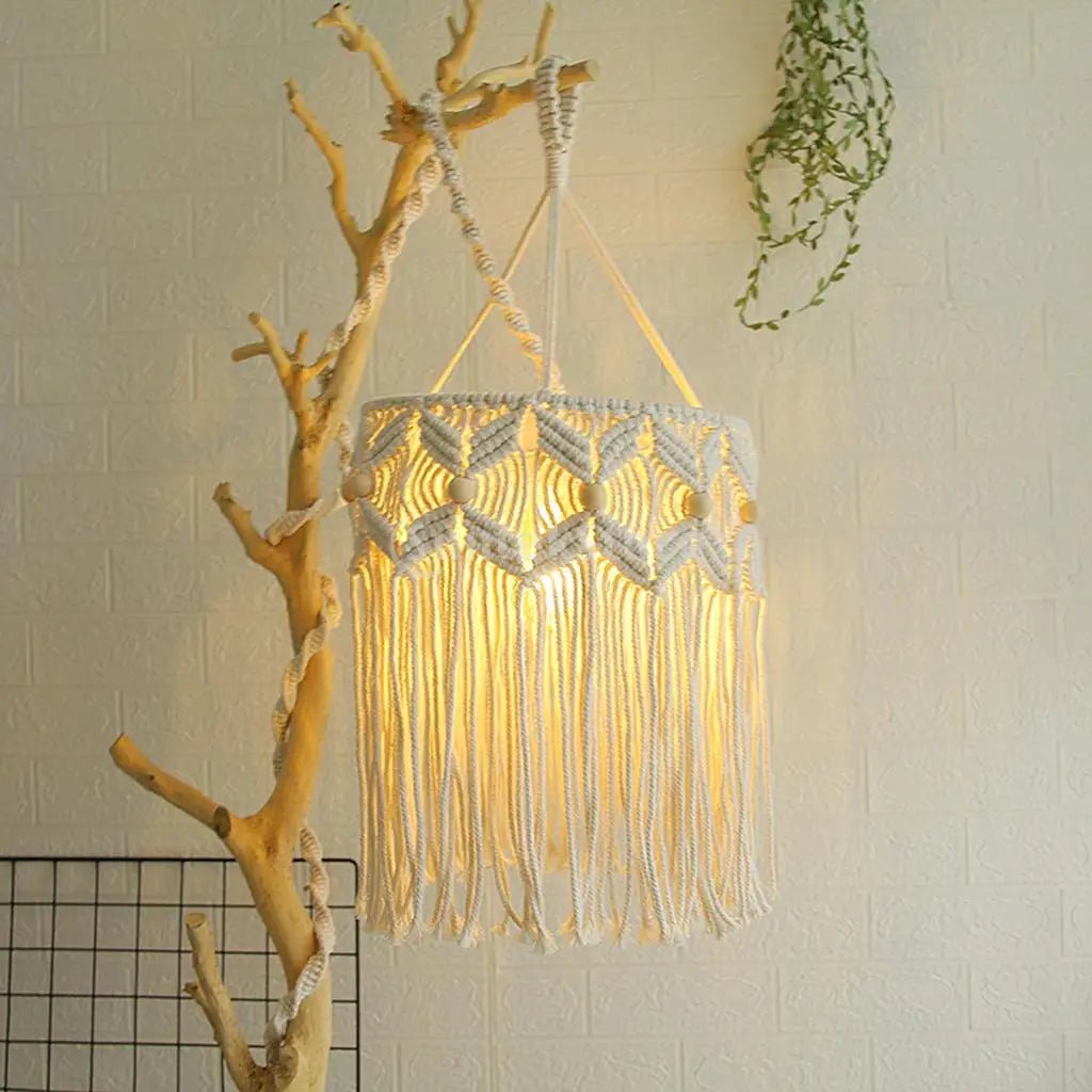 Boho tassel macrame lampshade