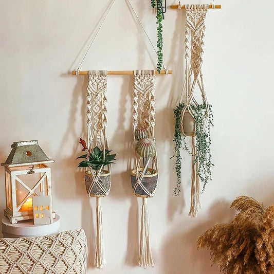 Double macrame plant hanger