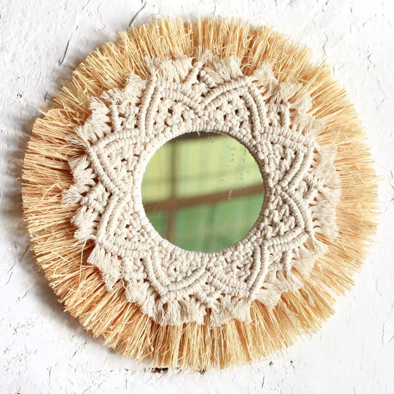 Golden macrame mirror