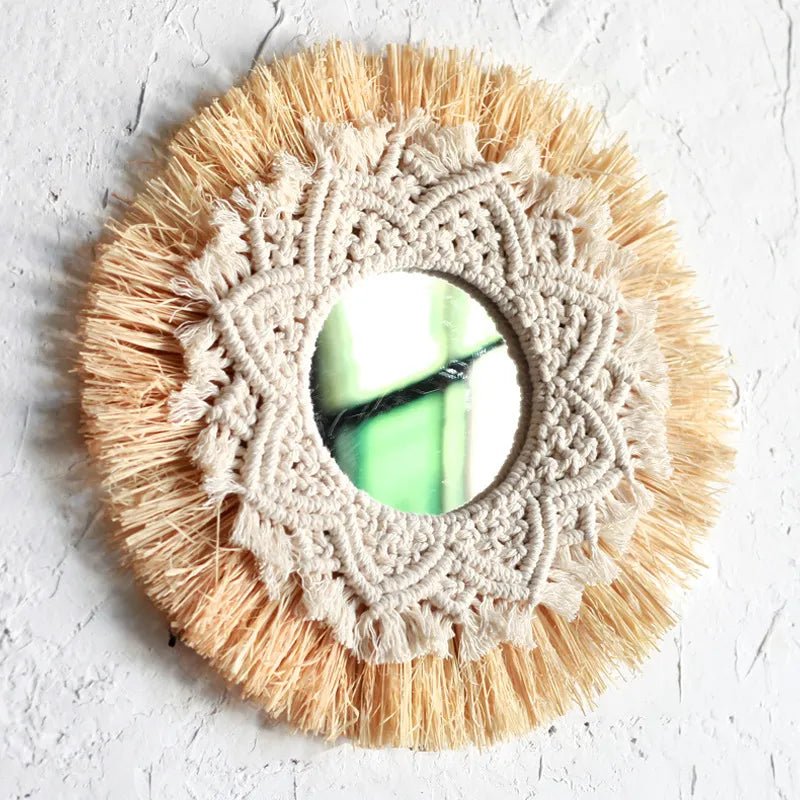 Golden macrame mirror