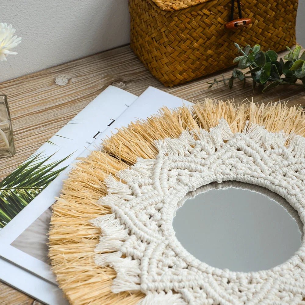 Golden macrame mirror