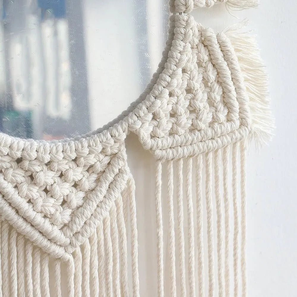 Long macrame mirror