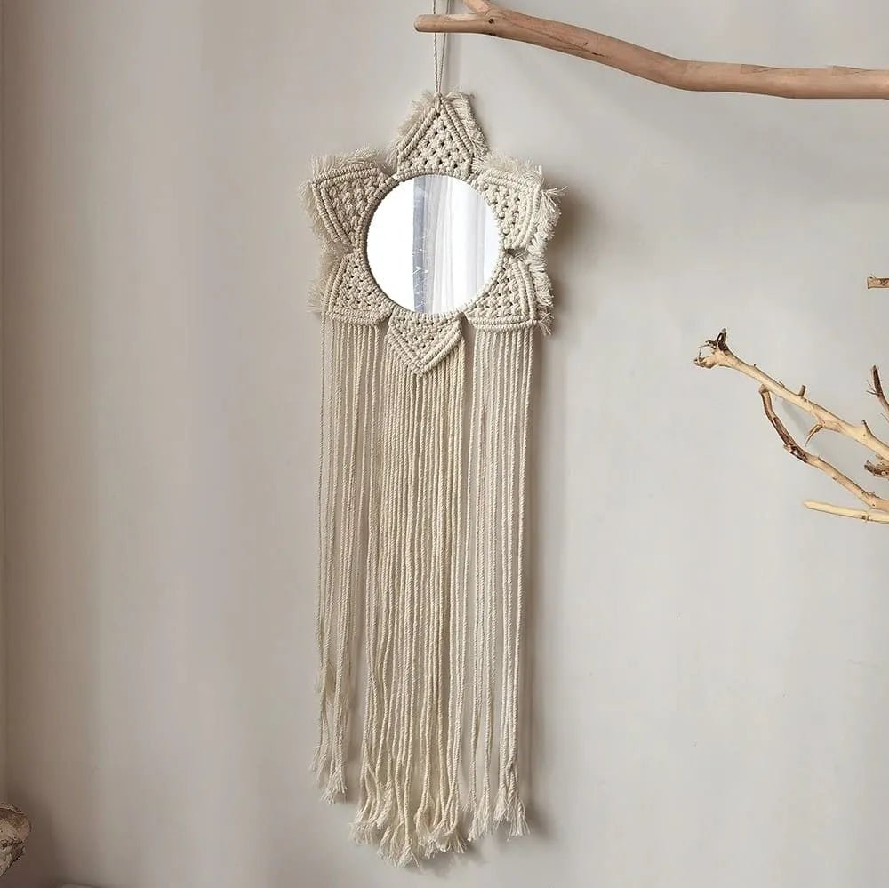 Long macrame mirror