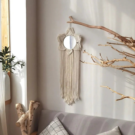 Long macrame mirror