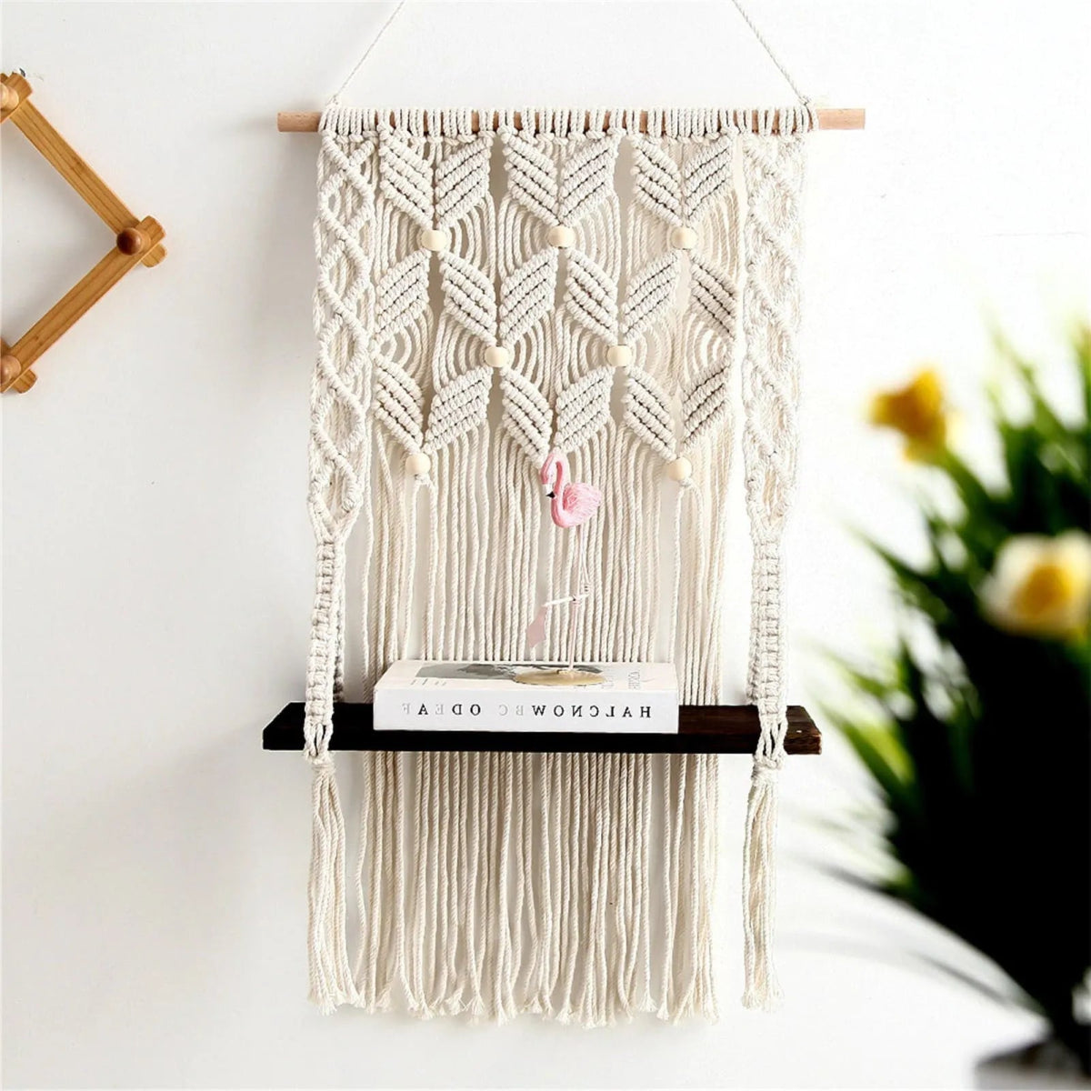 Macrame bead shelf