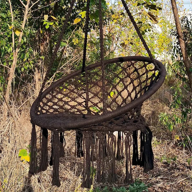 Macrame black hanging chair