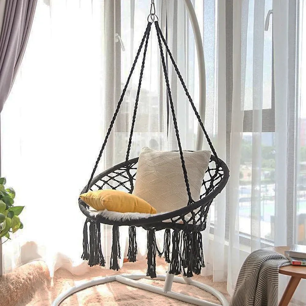 Macrame black hanging chair