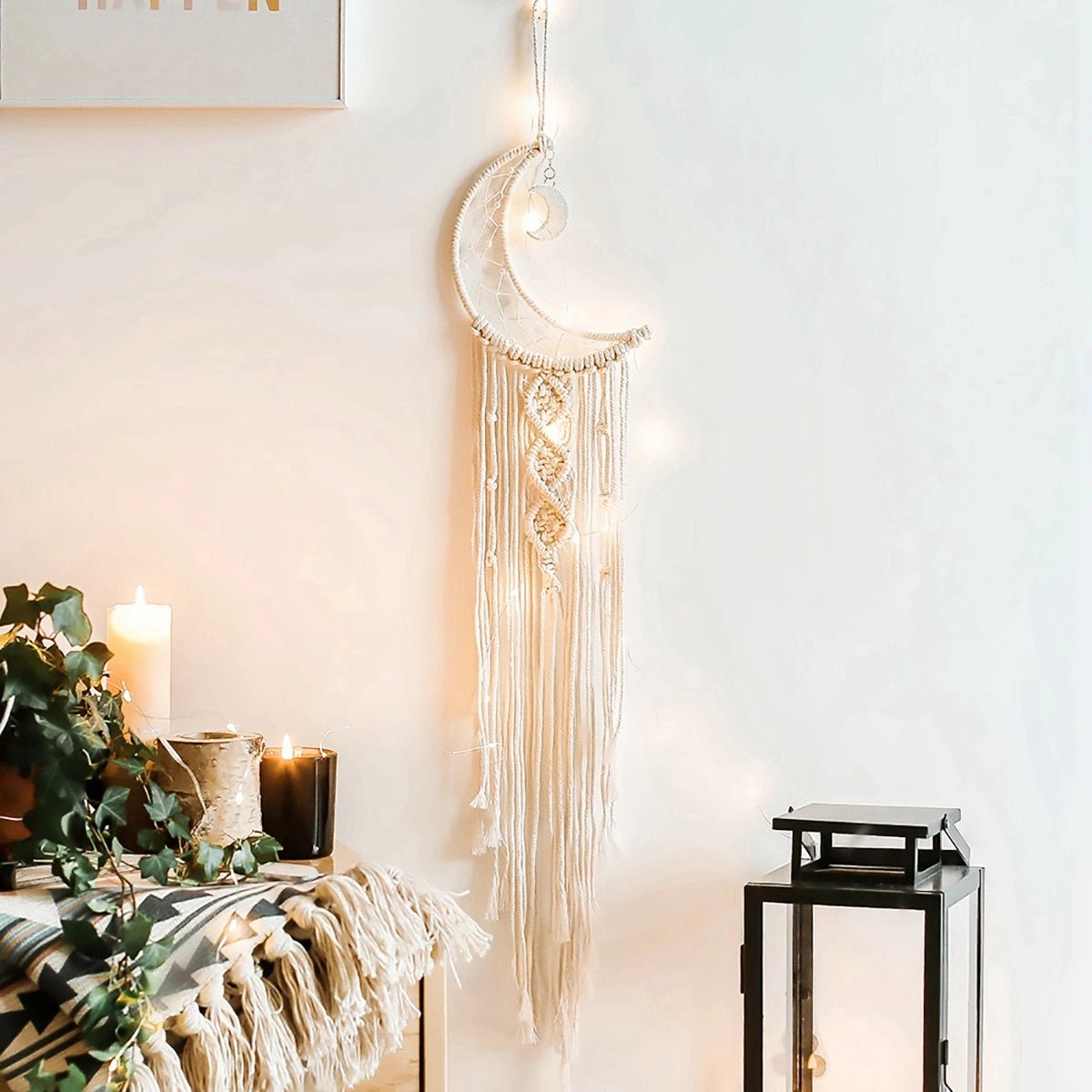 Macrame crescent moon dream catcher