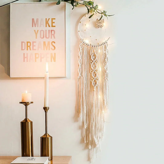 Macrame crescent moon dream catcher