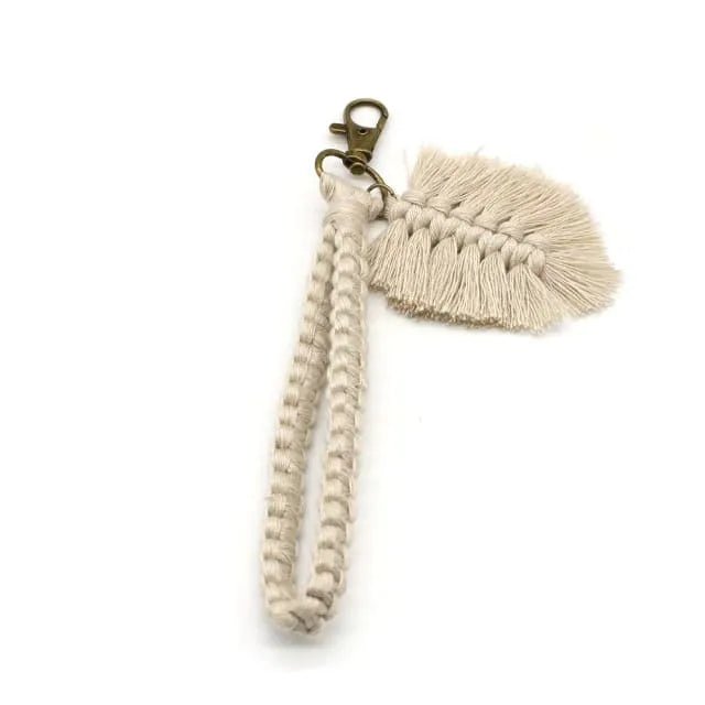 Macrame feather keychain