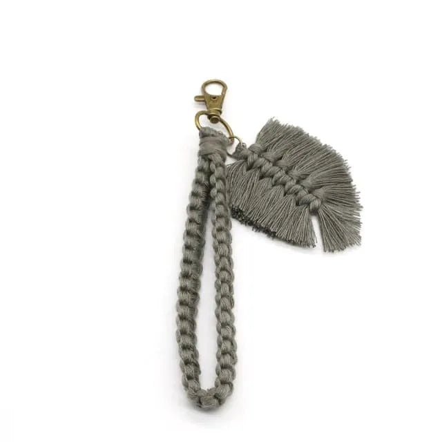 Macrame feather keychain