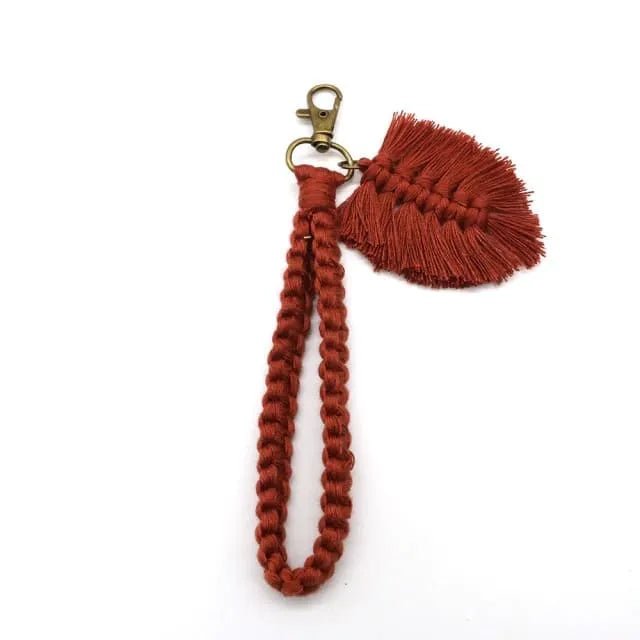 Macrame feather keychain