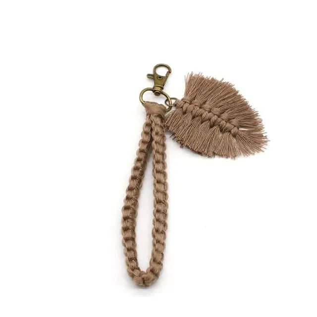 Macrame feather keychain