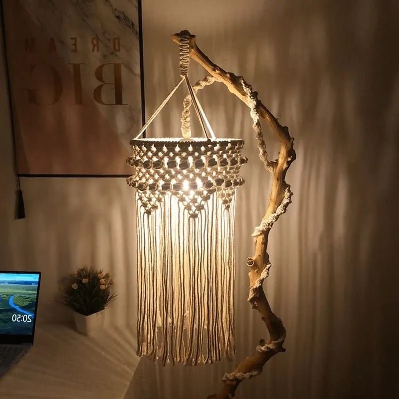 Macrame hanging lamp