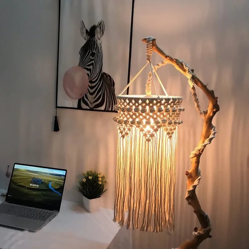 Macrame hanging lamp