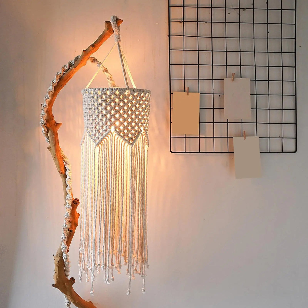 Macrame hanging lamp