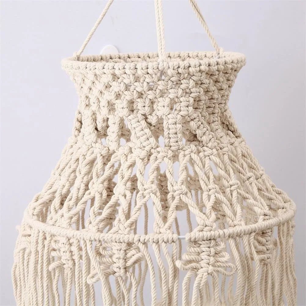 Macrame hanging light fixture