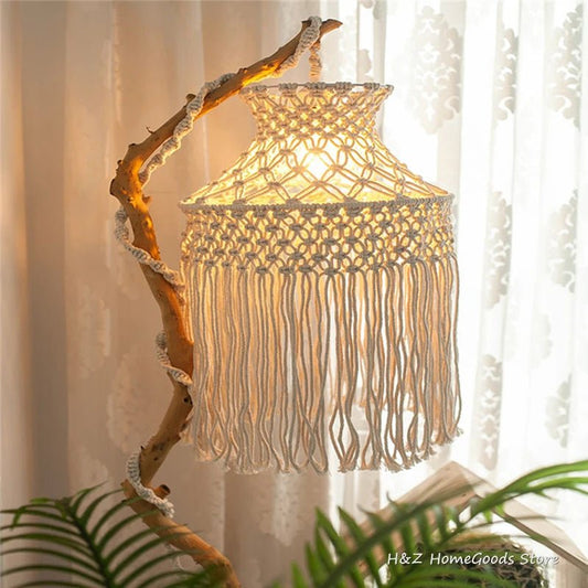 Macrame hanging light fixture