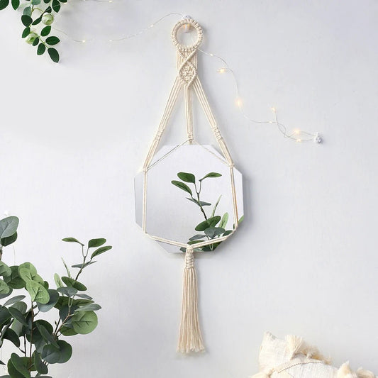 Macrame hanging mirror