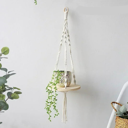 Macrame hanging shelf