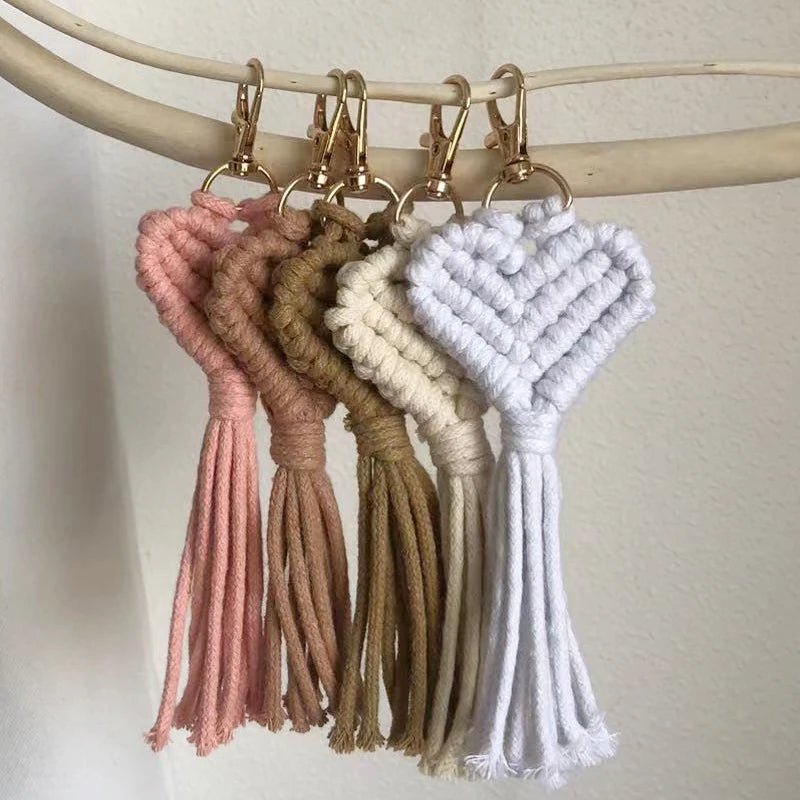 Macrame heart keychain