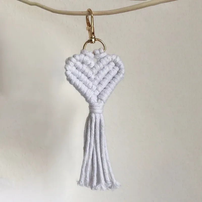 Macrame heart keychain