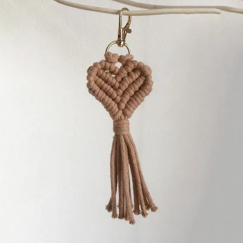 Macrame heart keychain