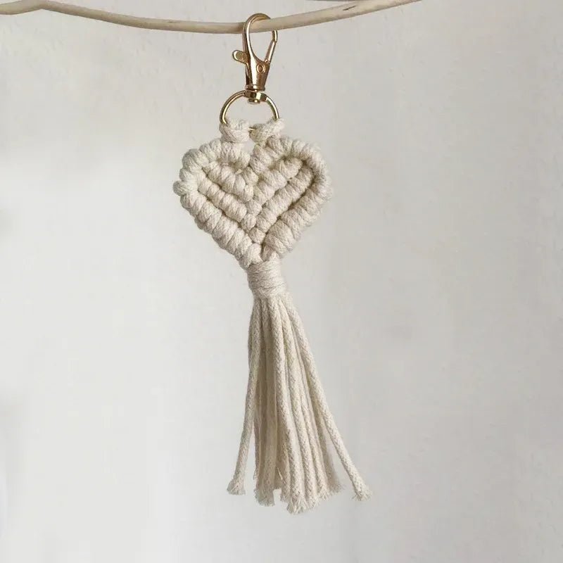 Macrame heart keychain