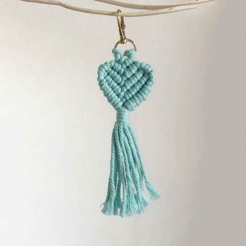 Macrame heart keychain