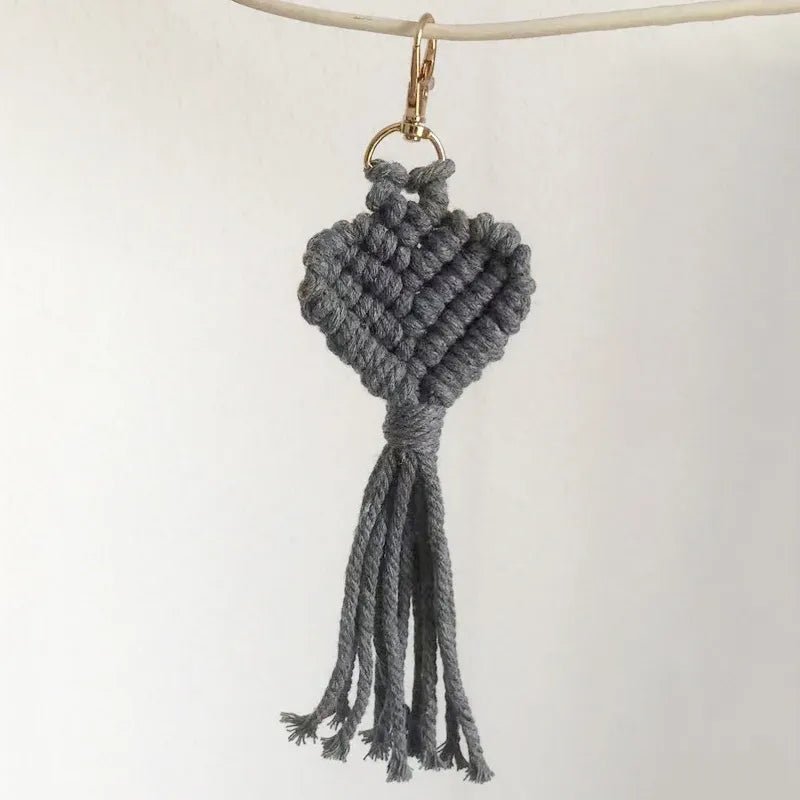 Macrame heart keychain