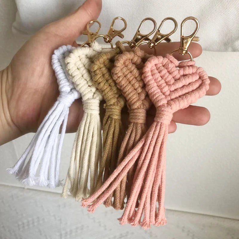 Macrame heart keychain