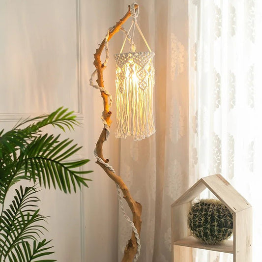 Macrame lamp suspension