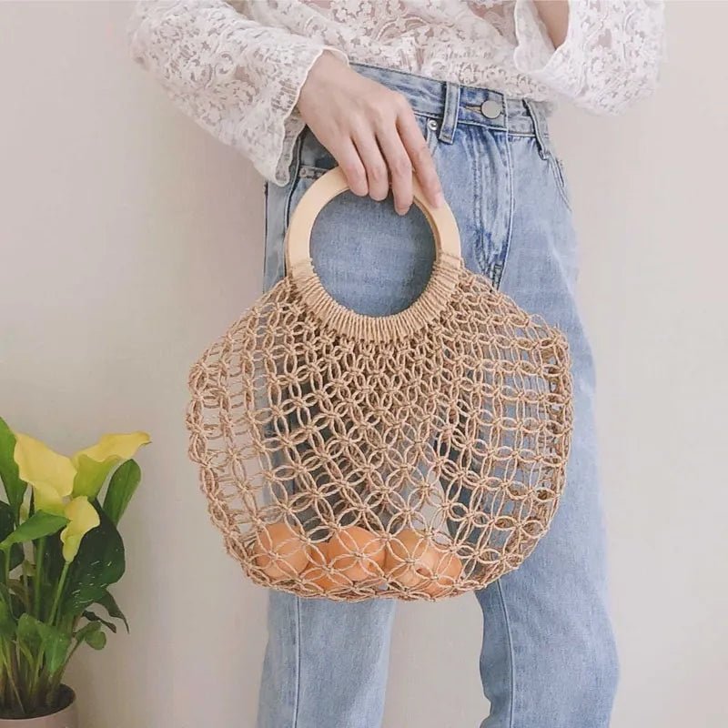 Macrame net handbag