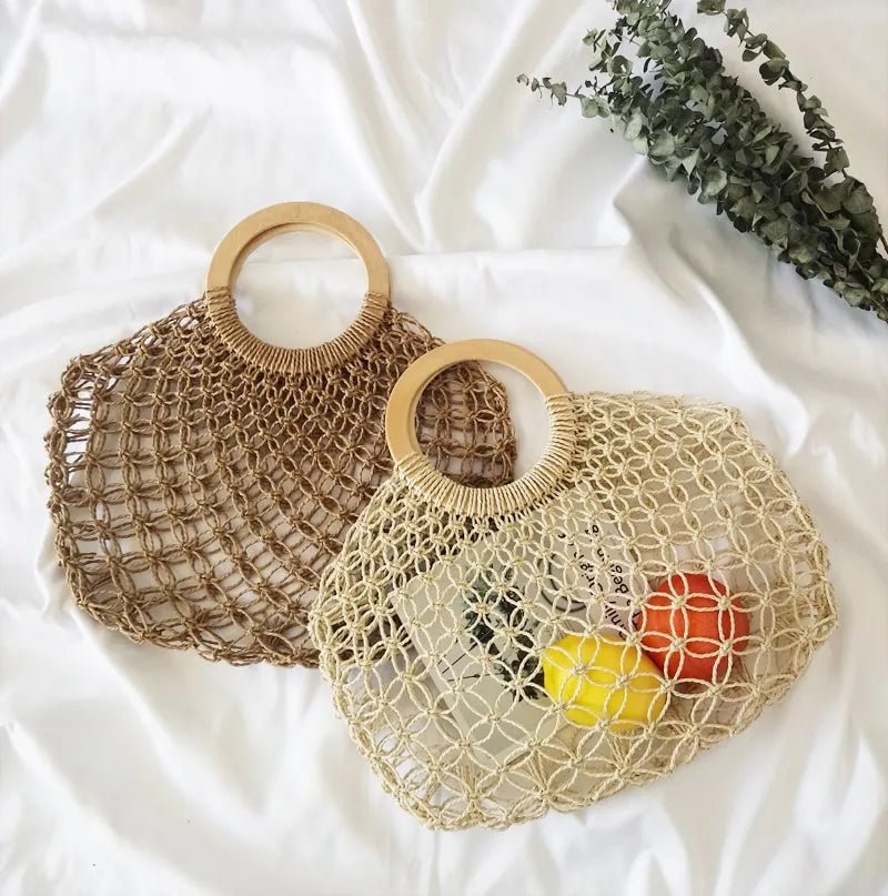 Macrame net handbag