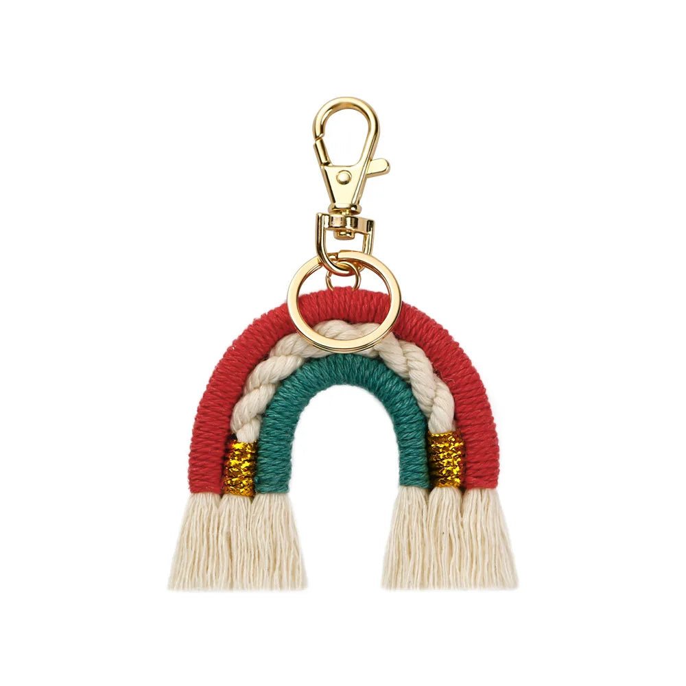 Macrame rainbow keychain