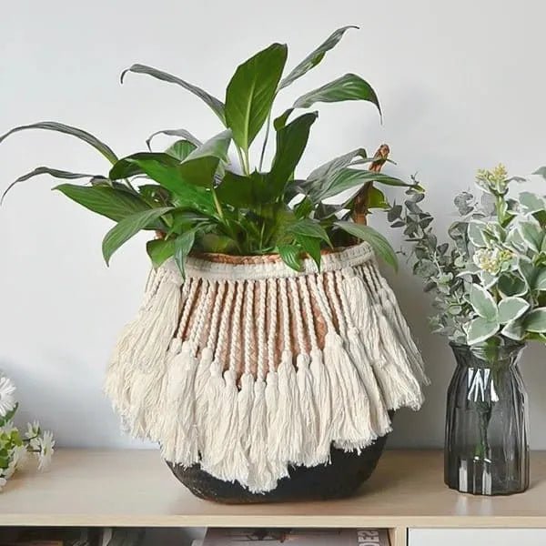 Macrame rope basket